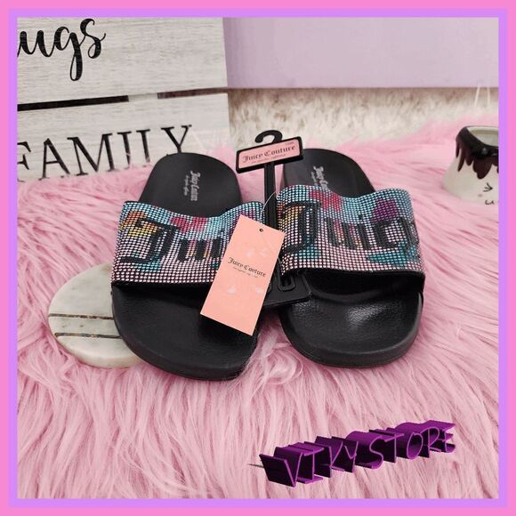 NWT {Juicy Couture} Crystal Logo Flip Flops: Glamorous Summer Stride Size 10 NWT - Picture 1 of 9